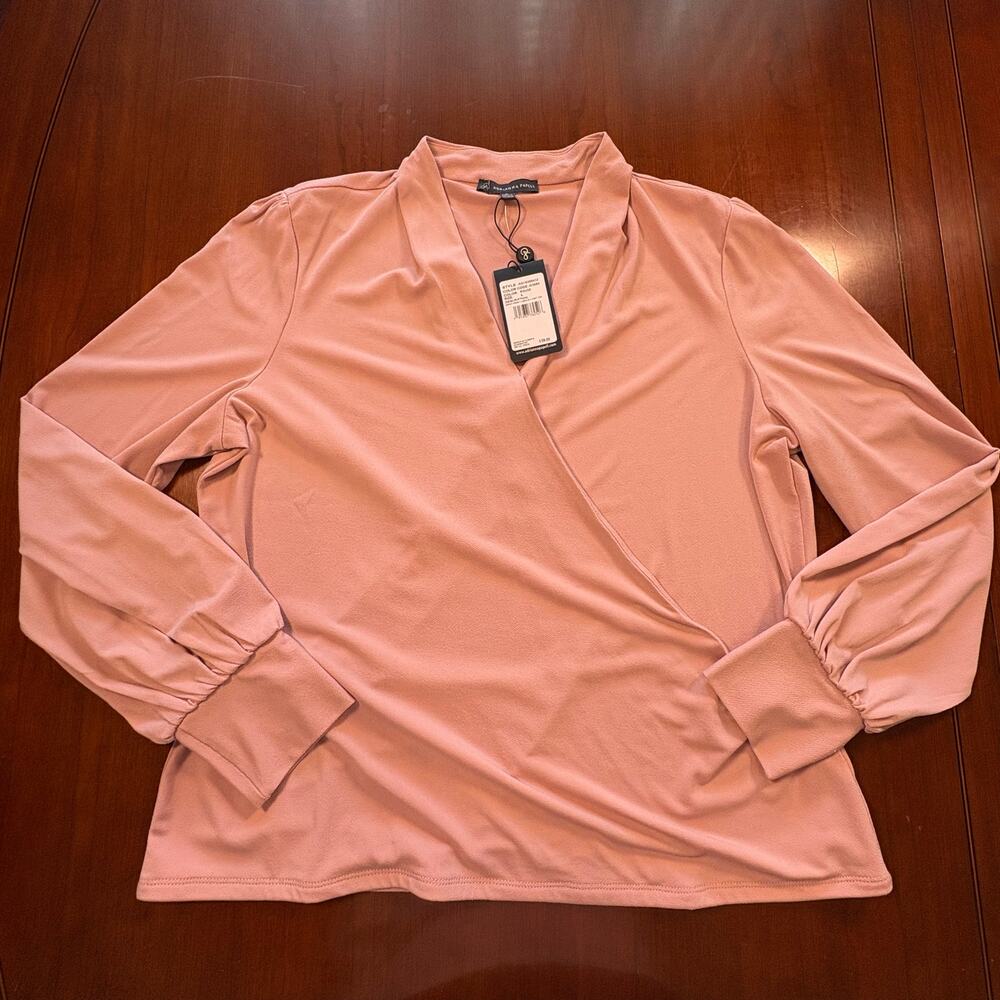 NWT Adrianna Papell Pink Long Sleeve Top Size Large